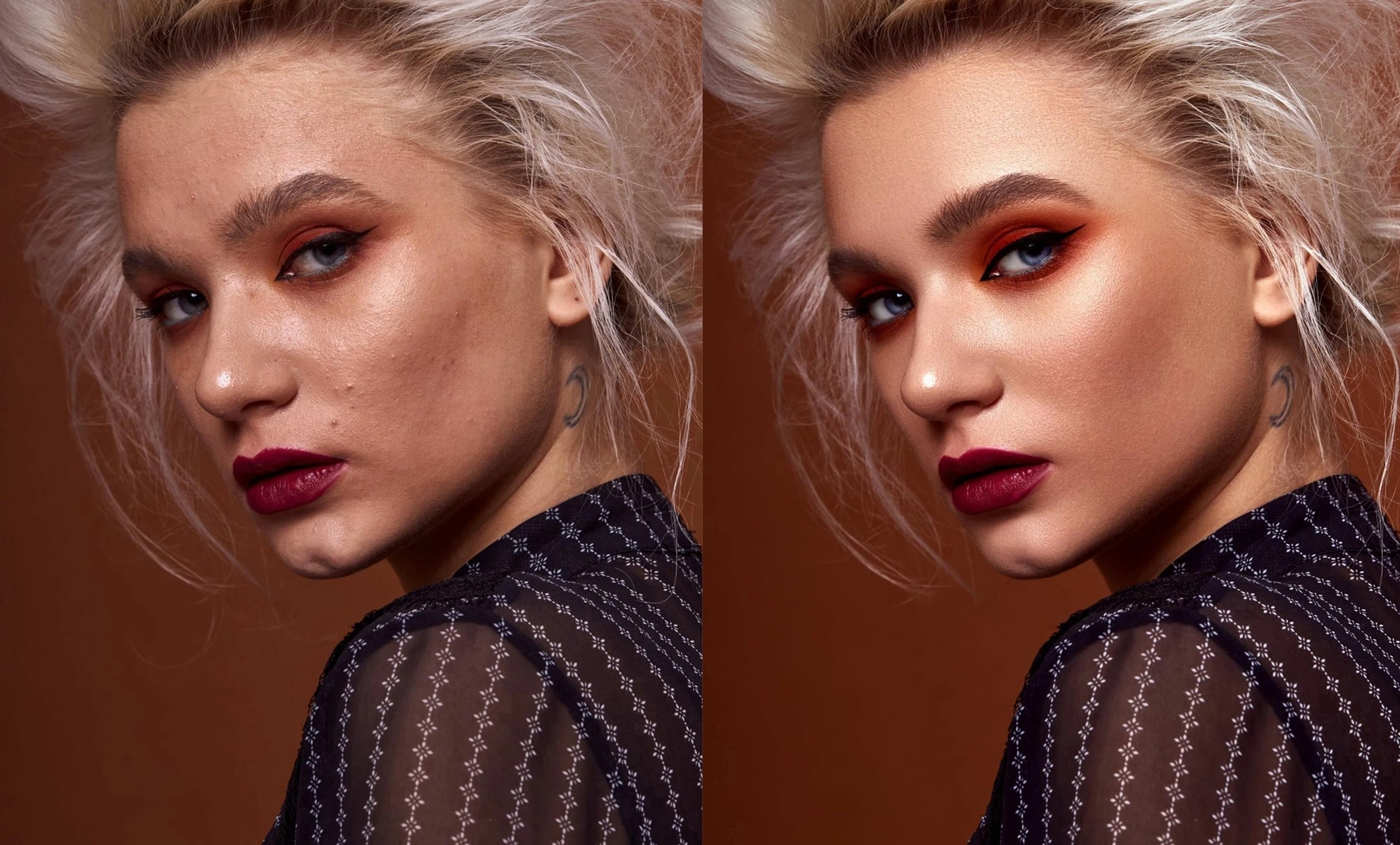 Professional photo retouching portfolio example